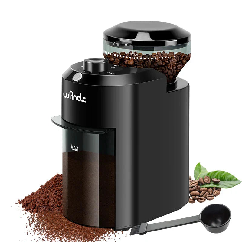 Macinacaffè Elettrico a Macine Piane 28 Livelli – Macinino Regolabile per Espresso, Filtro e French Press (120V–220V) Descrizione del Prodott
