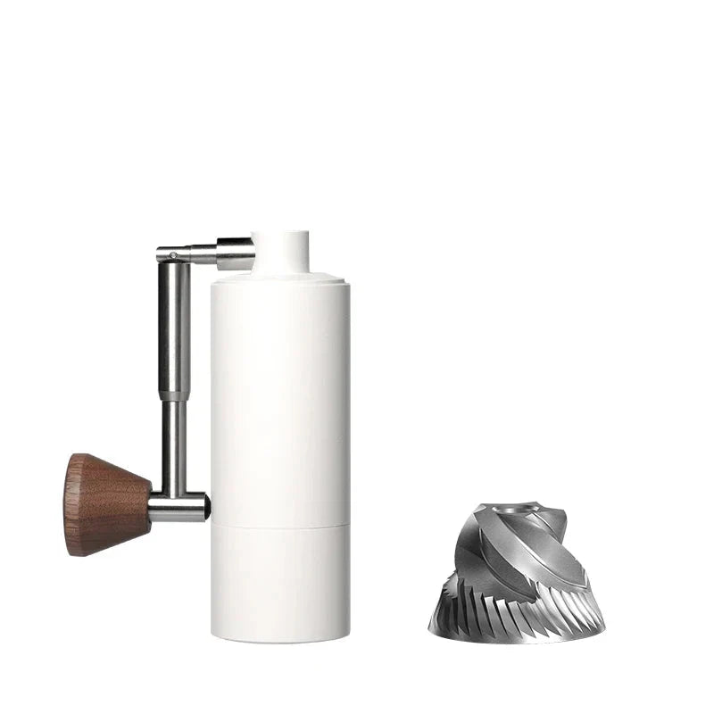 Macinacaffè Manuale Portatile Mini in Alluminio e Legno – Macine CNC in Acciaio Inox per Espresso e Caffè Filtro (10 cm)