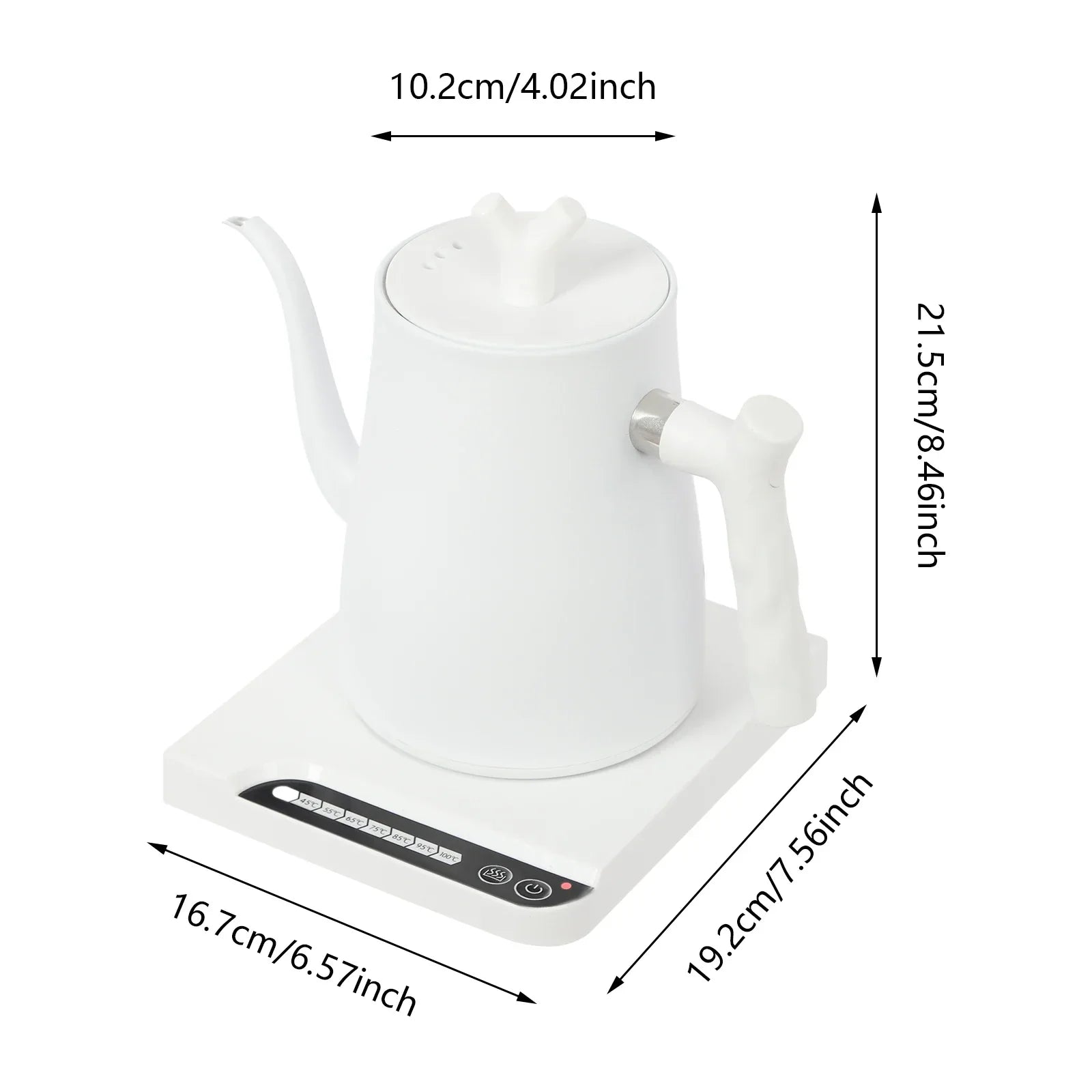Bollitore Elettrico a Collo di Cigno 1 L in Acciaio Inox 304 – Controllo Temperatura 45–100°C, 1000W, 220V per Pour Over e Tè