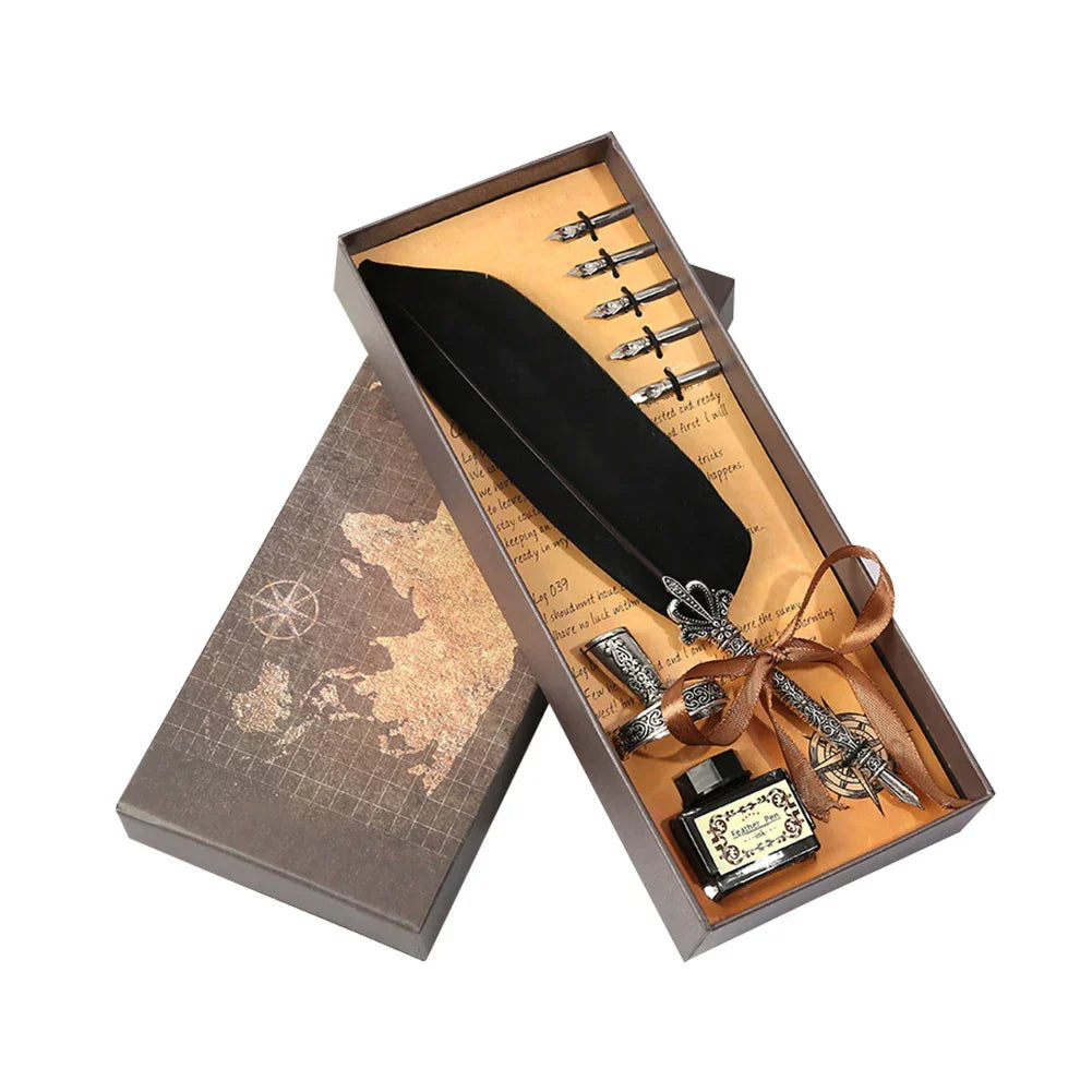 Set Penna Calligrafica con Pennino a Immersione in Metallo con Inchiostro – Pennino in Acciaio Inossidabile, Tratto da 1,0 mm