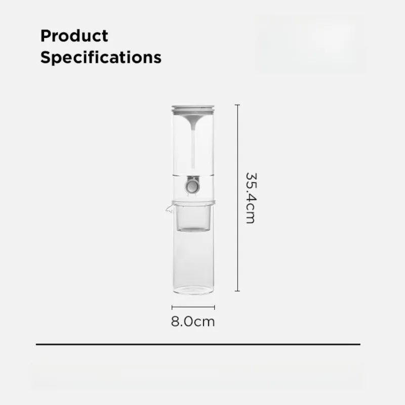 Caffettiera Cold Drip Portatile in Vetro – Sistema a Estrazione Lenta per Caffè Freddo e Cold Brew ad Alta Capacità