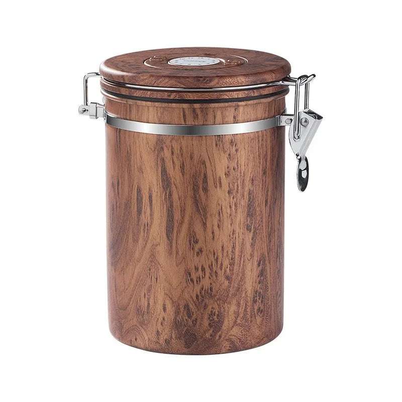 Contenitore Ermetico per Caffè 1,8L in Acciaio Inox 304 – Barattolo Sottovuoto per Chicchi, Polveri e Alimenti Secchi con Cucchiaio Dosatore