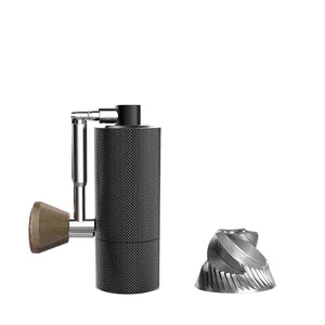 Macinacaffè Manuale Portatile Mini in Alluminio e Legno – Macine CNC in Acciaio Inox per Espresso e Caffè Filtro (10 cm)