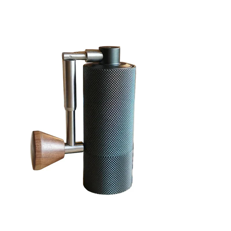Macinacaffè Manuale Portatile Mini in Alluminio e Legno – Macine CNC in Acciaio Inox per Espresso e Caffè Filtro (10 cm)