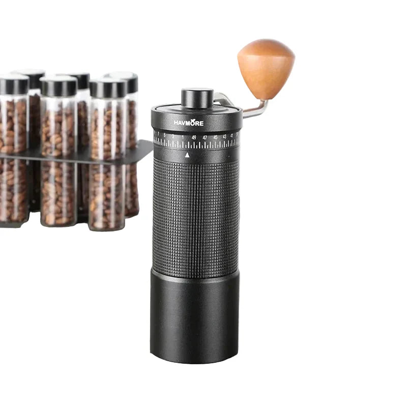 Macinacaffè Manuale Portatile con Macine Coniche 38 mm – Corpo in Alluminio e Regolazione Multi-Livello per Espresso e Pour Over