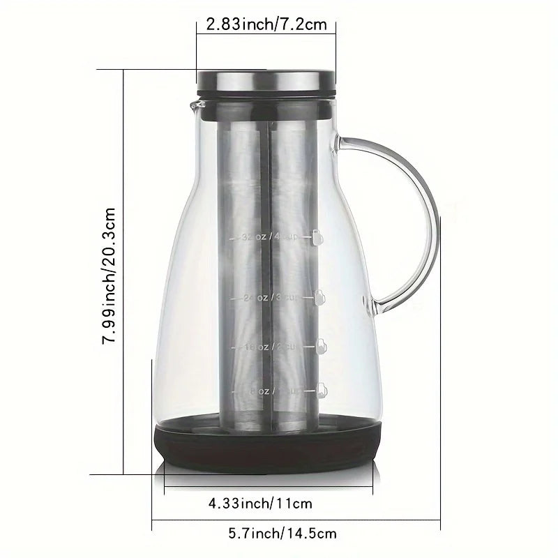 Caraffa in Vetro da 710 ml per Cold Brew e Caffè Freddo – Sistema Manuale Pour Over per Bevande Fredde