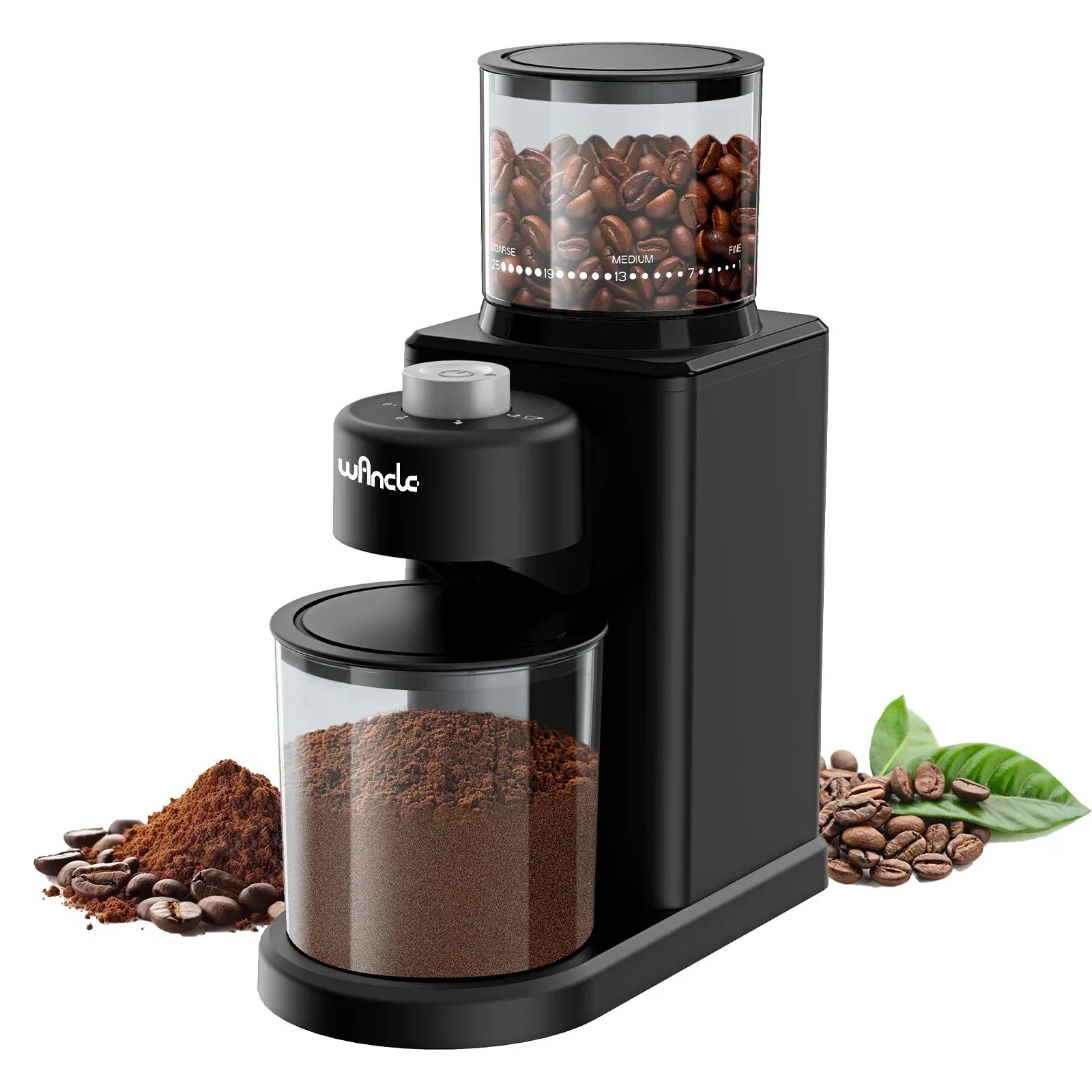 Macinacaffè Elettrico a Macine Coniche 200W – 25 Livelli di Macinatura Regolabili per Espresso e Metodi di Estrazione