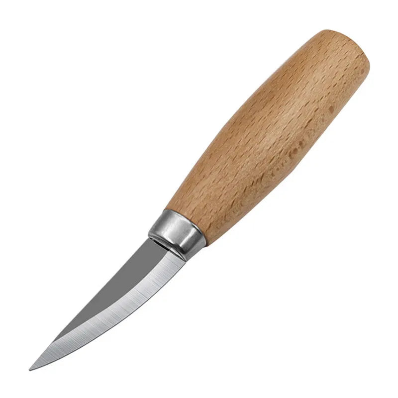 Set Coltelli da Intaglio in Acciaio Inossidabile con Manici in Faggio