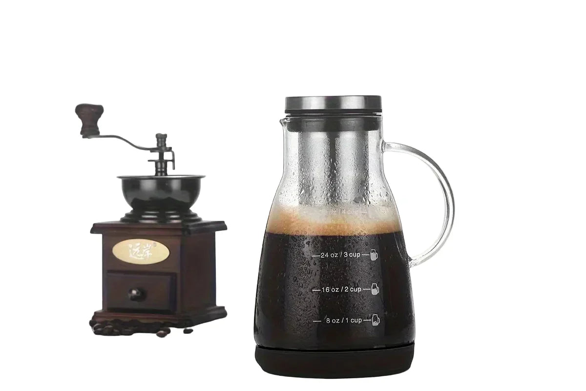 Caraffa in Vetro da 710 ml per Cold Brew e Caffè Freddo – Sistema Manuale Pour Over per Bevande Fredde