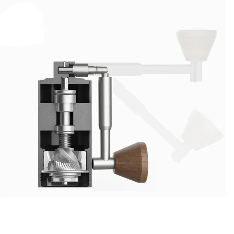 Macinacaffè Manuale Portatile Mini in Alluminio e Legno – Macine CNC in Acciaio Inox per Espresso e Caffè Filtro (10 cm)