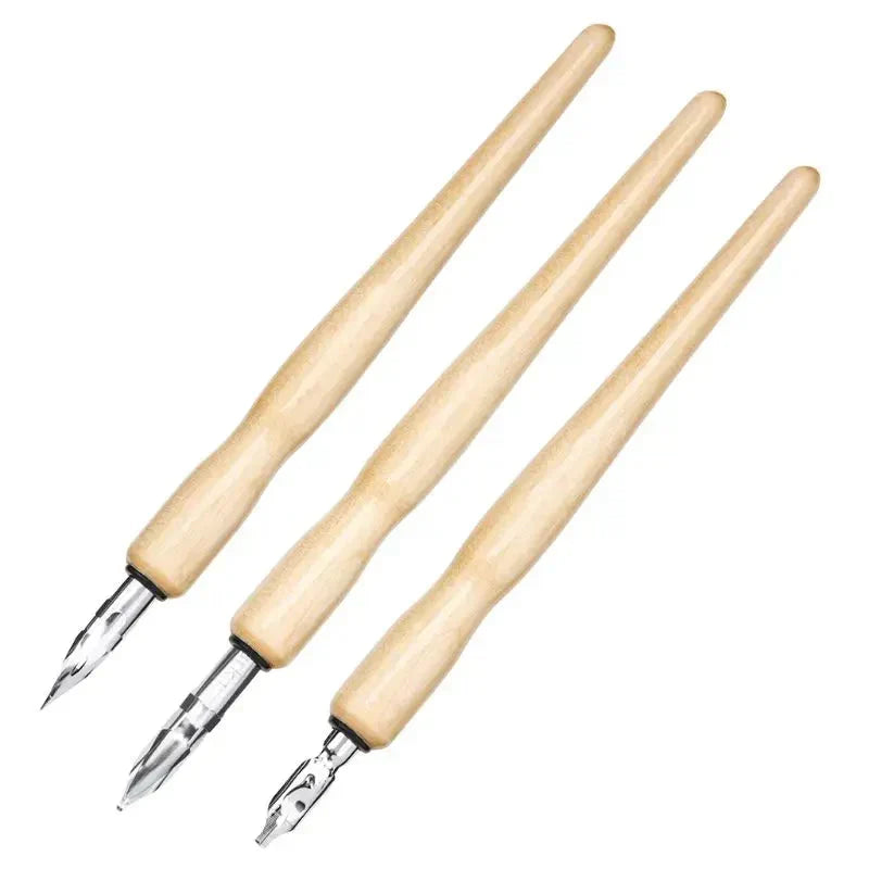 Set Penna Calligrafica a Immersione con 3 Pennini e Inchiostro
