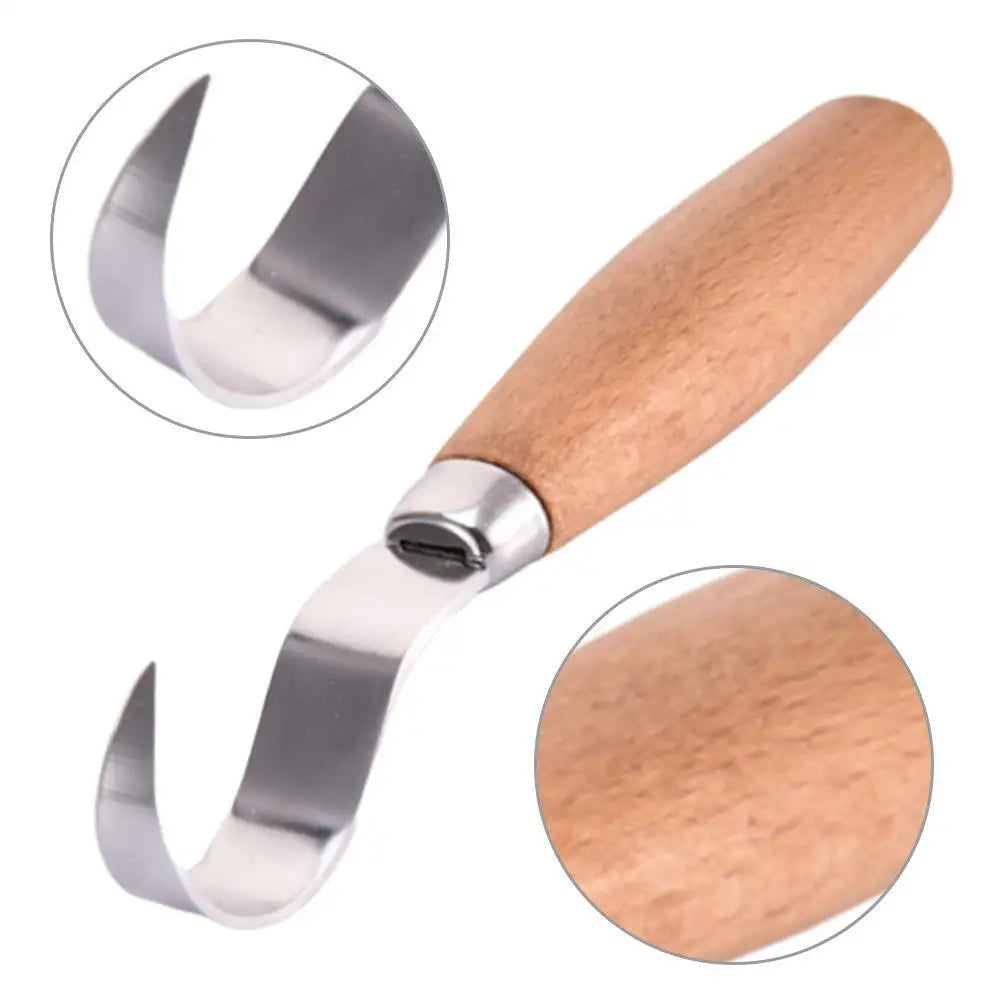 Set Coltelli da Intaglio in Acciaio Inossidabile con Manici in Faggio