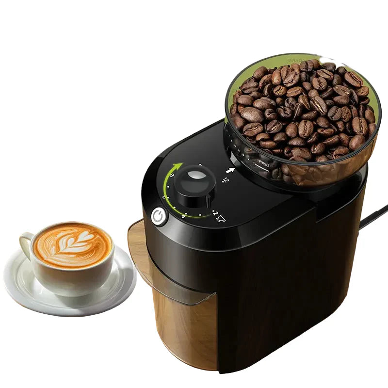 Macinacaffè Elettrico a Macine Piane 28 Livelli – Macinino Regolabile per Espresso, Filtro e French Press (120V–220V)  Descrizione del Prodott